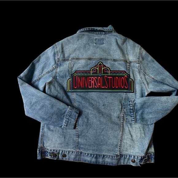 Universal Studios Florida Retro Marquee Logo Denim Jean Jacket L - Picture 4 of 9